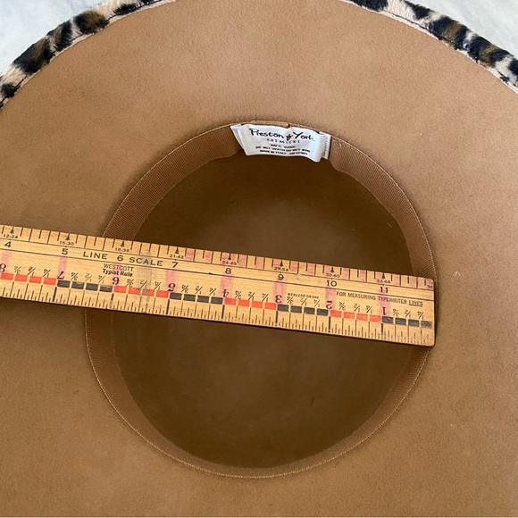 Preston & York 100% Wool Hat Camel Tan Cheetah Trim Print Women’s Hat Derby Hat - Picture 10 of 12